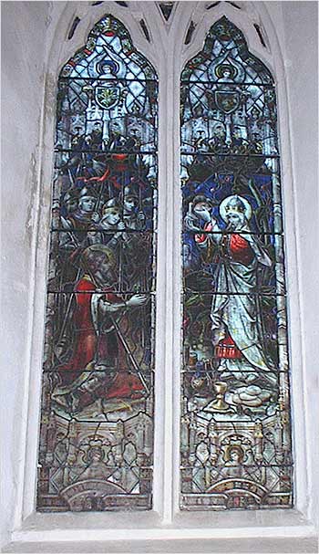 Photograph showing the stained glass window on the north side of the chancel