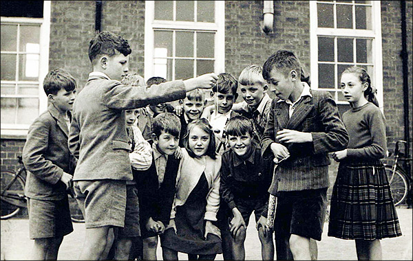 Conkers in the school yard in about 1950