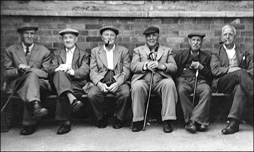 Albert Grainger and friends at the new seat in Kettering Road.