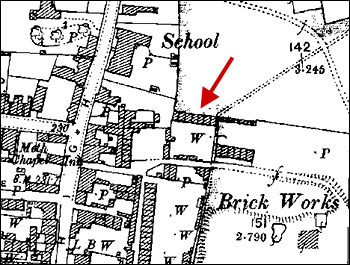 Map of 1905 showing location of destroyed cottages