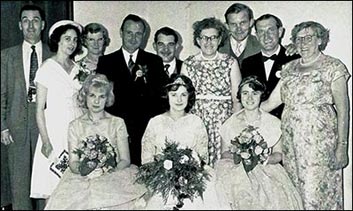 Photo showing Burton Latimer Charities Fund Gala Committee and Queen in 1960 showing Mr A Sellaars, Iris Sharman, Mrs Rickards, Alf Caffrey, Frank Wright, Mrs Villette, David Mayes, Albert Morby, Mrs Millie Saddingtoni