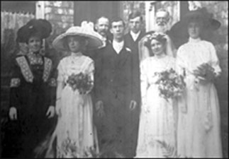 Photograph of Oliver Tailby (right of groom) at the marriage of Albert Palmer and Florence Ellen Tailby 1912