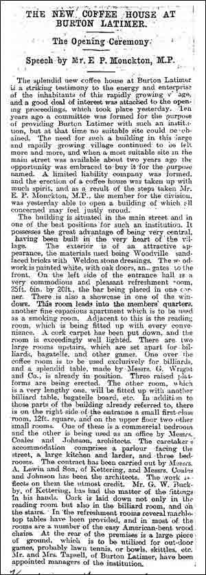 Extract from The Wellingborough News March 1898
