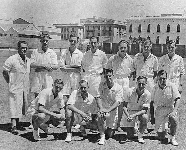WO Dick Cooper umpires an RAF Cricket XI Team in Egypt