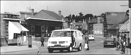 Photograph showing Church Street Autos Showroom in the High Street (behind the van in the foreground) in 1972
