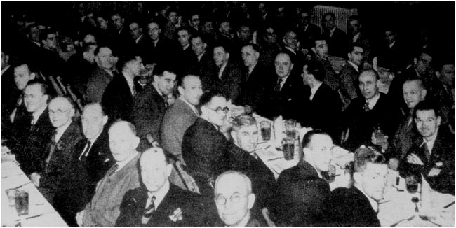 Members of the British Legion attending their annual dinner at the Alumasc Hall in 1949