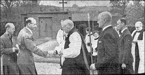 Photograph May 1952 at the consecration of the new cemetery showing the Right Rev Spencer Leeson, Councillor R S Horn, The Rector, Rev R W Sharplley and Church Wardens, Mr A Northern and Mr A Morley