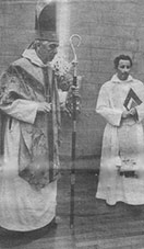 Photograph showing the Bishop of Peterborough and the Rev David Bowles at opening of Chapter House