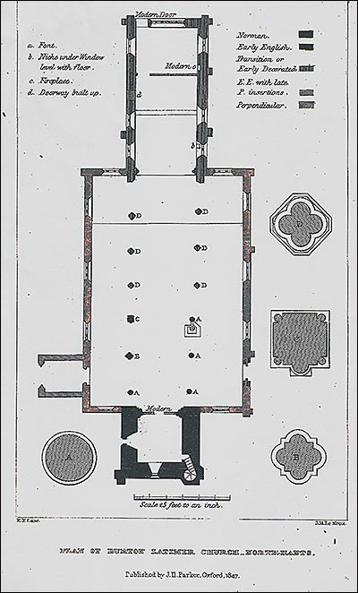 Diagram of the floor plan of the church 1847