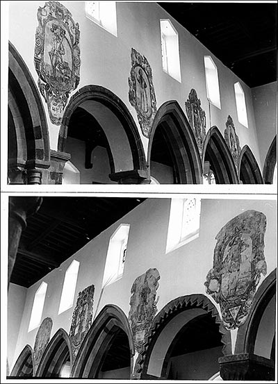 Photographs of the nave wall paintings above the pillars