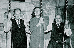Photograph of bellringers showing three generations of the Saddington family in 1940