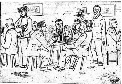 Sketch by Graham West "Selling the War Cry - 1956"
