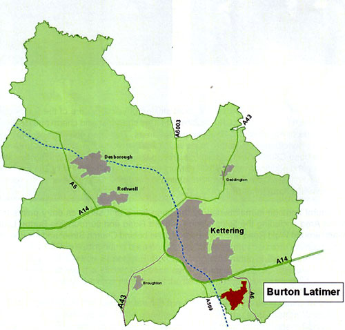 District map showing Burton Latimer