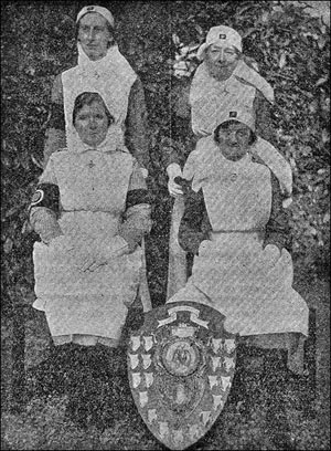 Team from Burton Latimer Division Nursing Sissters, St John Ambulance Brigade: Lady Officer Mrs Summerfield (leader) sitting left, Nursing Sister Mrs Clews sitting right, Nursing Sisters Mrs A Cook and Mrs Buswell standing