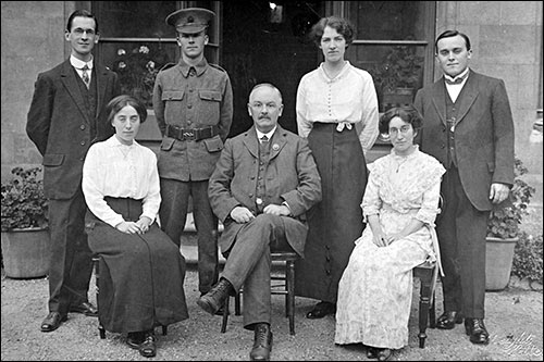 Photograph of the teaching staff of the Church School c1915 taken outside the Rectory 