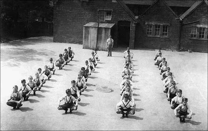 Burton Latimer Council School - P.E. in the playground - late 1940s