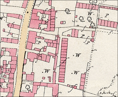 1886 Ordnance Survey map of Piggot's Lane and Duke Street