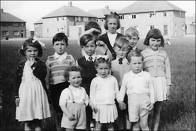 John Byland's birthday party group on The Green at The Crescent in May 1954