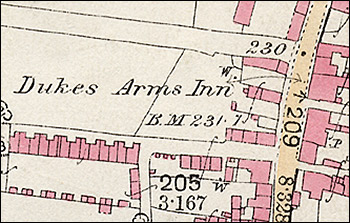 1886 Ordnance Survey map of Piggot's Lane and Duke Street