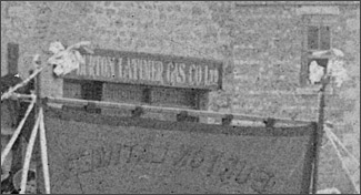 Close-up of Gas Company office's sign