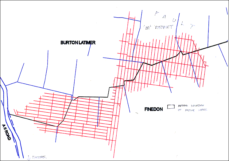 Map showing the location of tramways built by Burton Ironstone Company