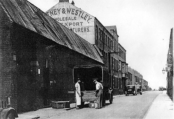 Loading crates at Whitney & Westley's