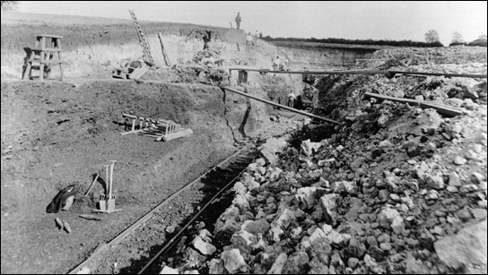 Burton Ironstone Quarries - plank and barrow method for carrying ore