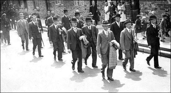 Photograph of Mr Walter Summerfield (nearest camera) leading the Hospital Parade in 1933