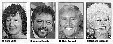 Photographs of Pam Mills plus show-biz stars Jeremy Beadle, Chris Tarrant, Barbara Windsor