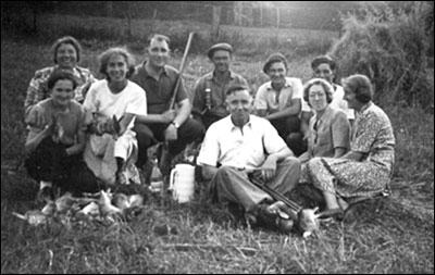 Break time in the harvest field for the Denton family and their workers