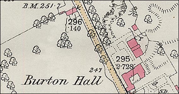 Map showing position of The Hall and surroundings