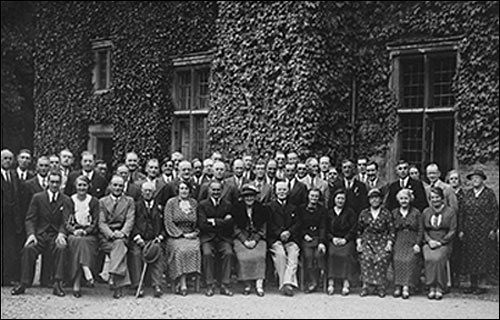 Photograph taken at The Hall of a supper party for church organisations 1935