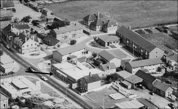 1971 aerial photograph showing the new premises occupied by The Band Club.