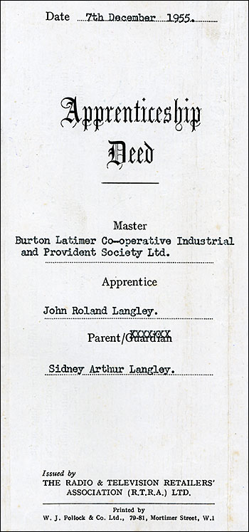 John Langley's Apprenticeship Deed