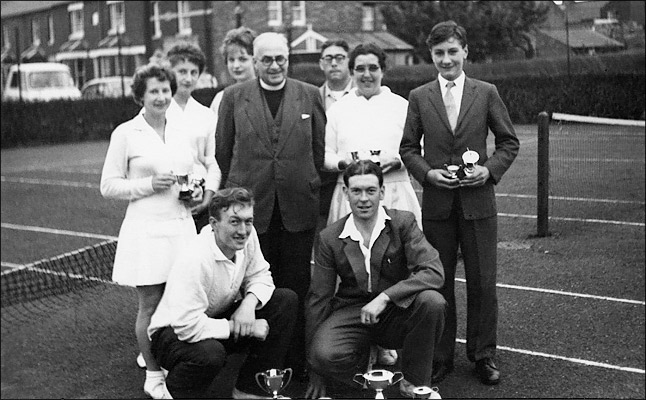 St Mary's Tennis Team at Burton LAtimer recreatiuon Ground courts, sometime in the 1950s