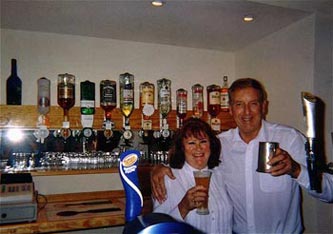 Margaret and Maurice Tyler on the first night at the new bar