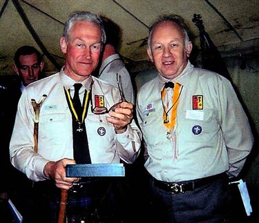 Chief Scout, Garth Morrison, with Brian Mutlow, (at the time Northamptonshire County Commissioner), on a visit to Wellingborough in May 1994
