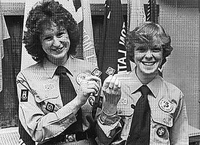 Michelle Allebone and Karen Rogers with their Queen's Scout badges