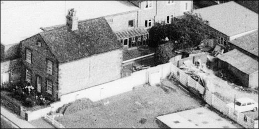 Aerial view of 149 High Street showing farm barns