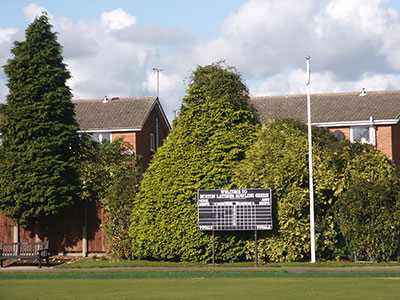 Photograph showing bowling green scoreboard