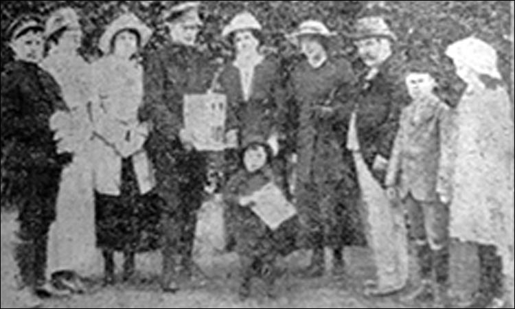 Belgian Soldiers at Burton Latimer Fete with Mr F W Stokes, Clerk to the Burton Parish Council