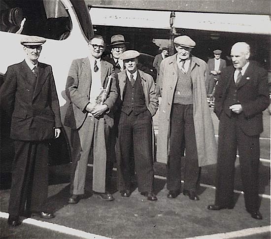 Legion members at Hitchin 1955. L to R: Mr Berwick, Mr Ball, Mr York, Mr Brace, ?, Mr Wright