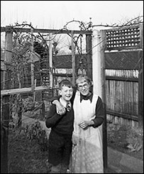 Neville with Grandma pictured in the garden.